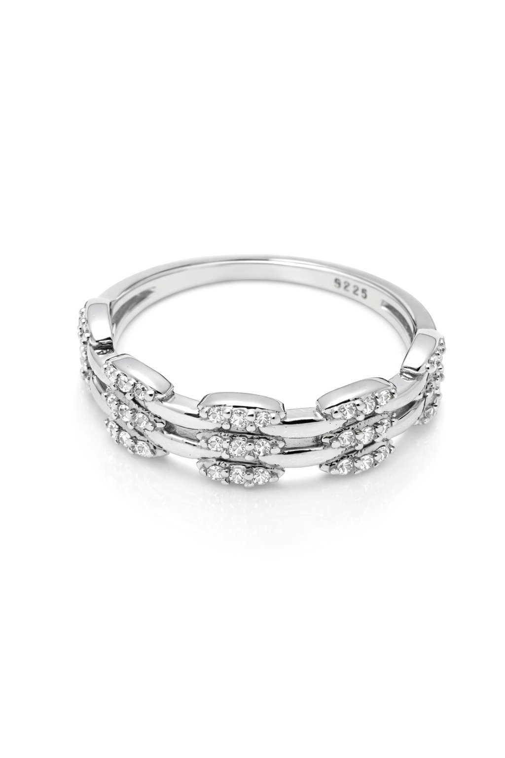 IYAMY 925 Hallmarked Sterling Silver triple Row Sparkle Designer Ring