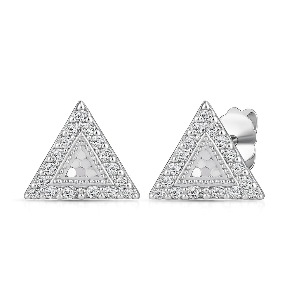 Triora Sparkle 925 Sterling Silver Triangle Stud Earrings