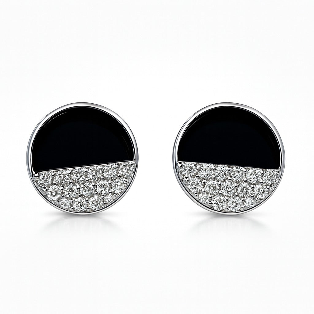 Midnight Luxe 925 Sterling Silver Round Stud Earrings