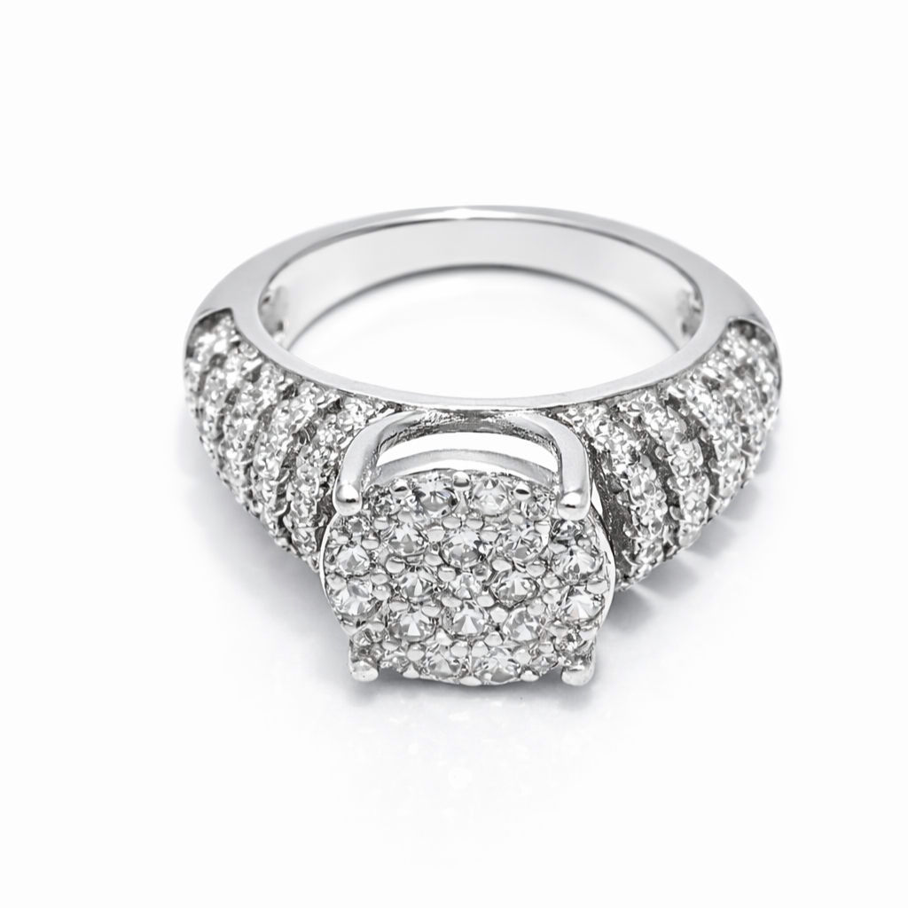 925 Silver Luxury Cushion Halo Diamond-Style Ring