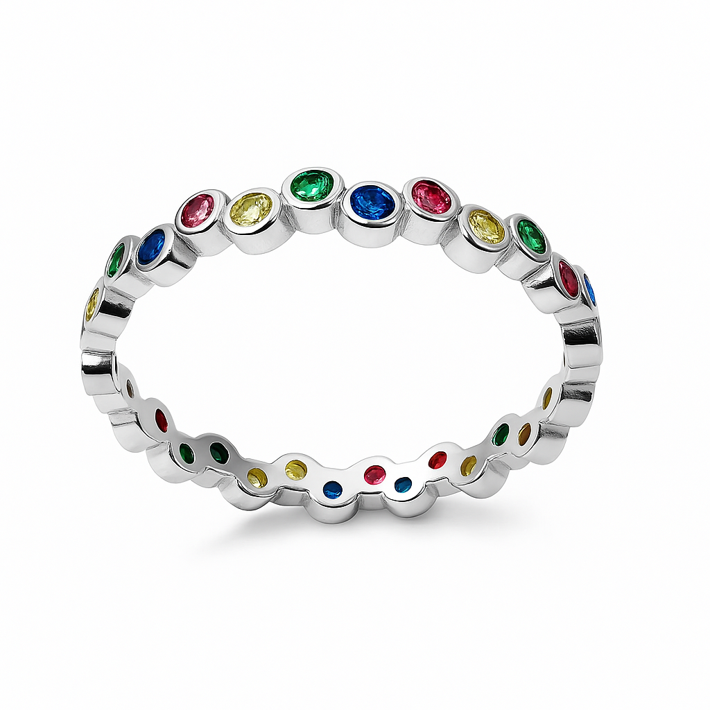 Color Symphony Silver Band Ring