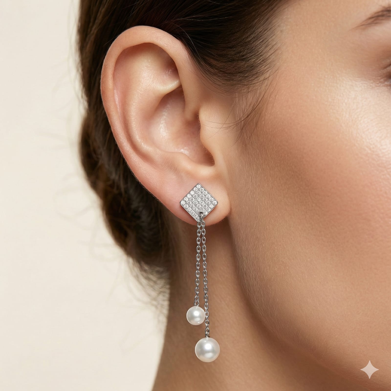 Celeste Pearl Cascade 925 Sterling Silver Drop Earrings