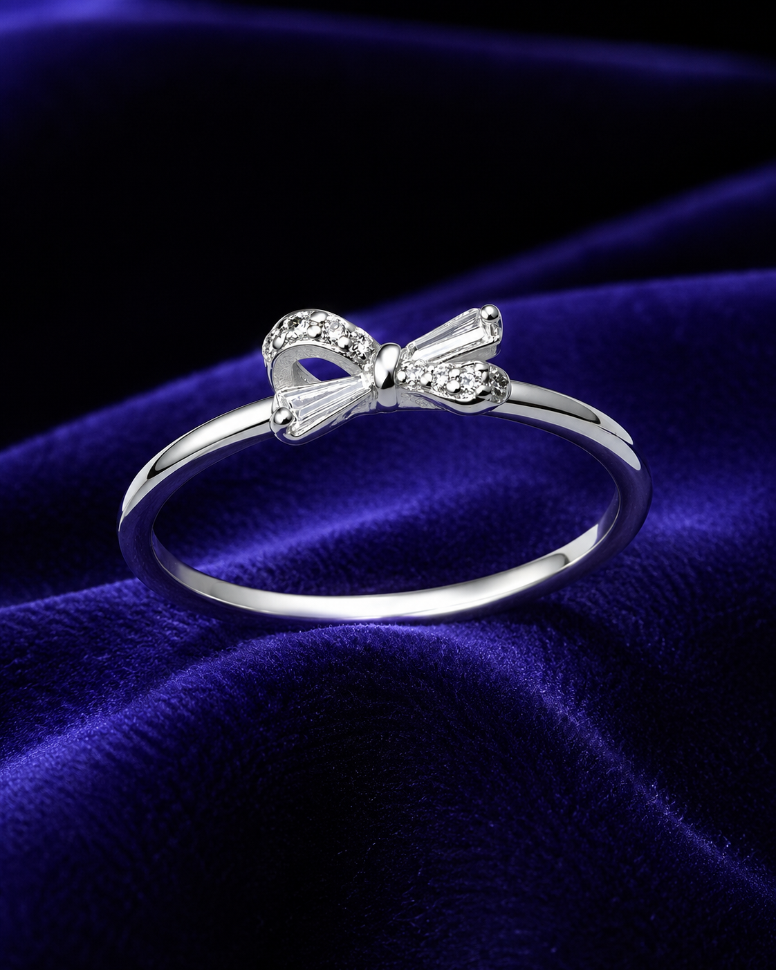 925 STERLING CRYSTAL RIBBON SILVER RING
