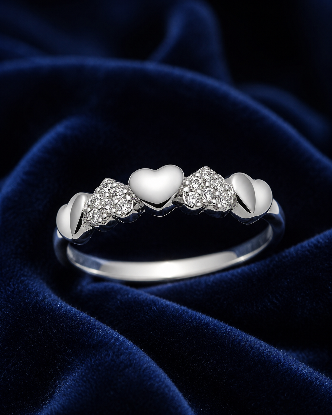 HEART CLUSTER 925 SILVER RING