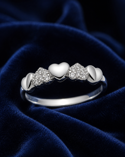 HEART CLUSTER 925 SILVER RING