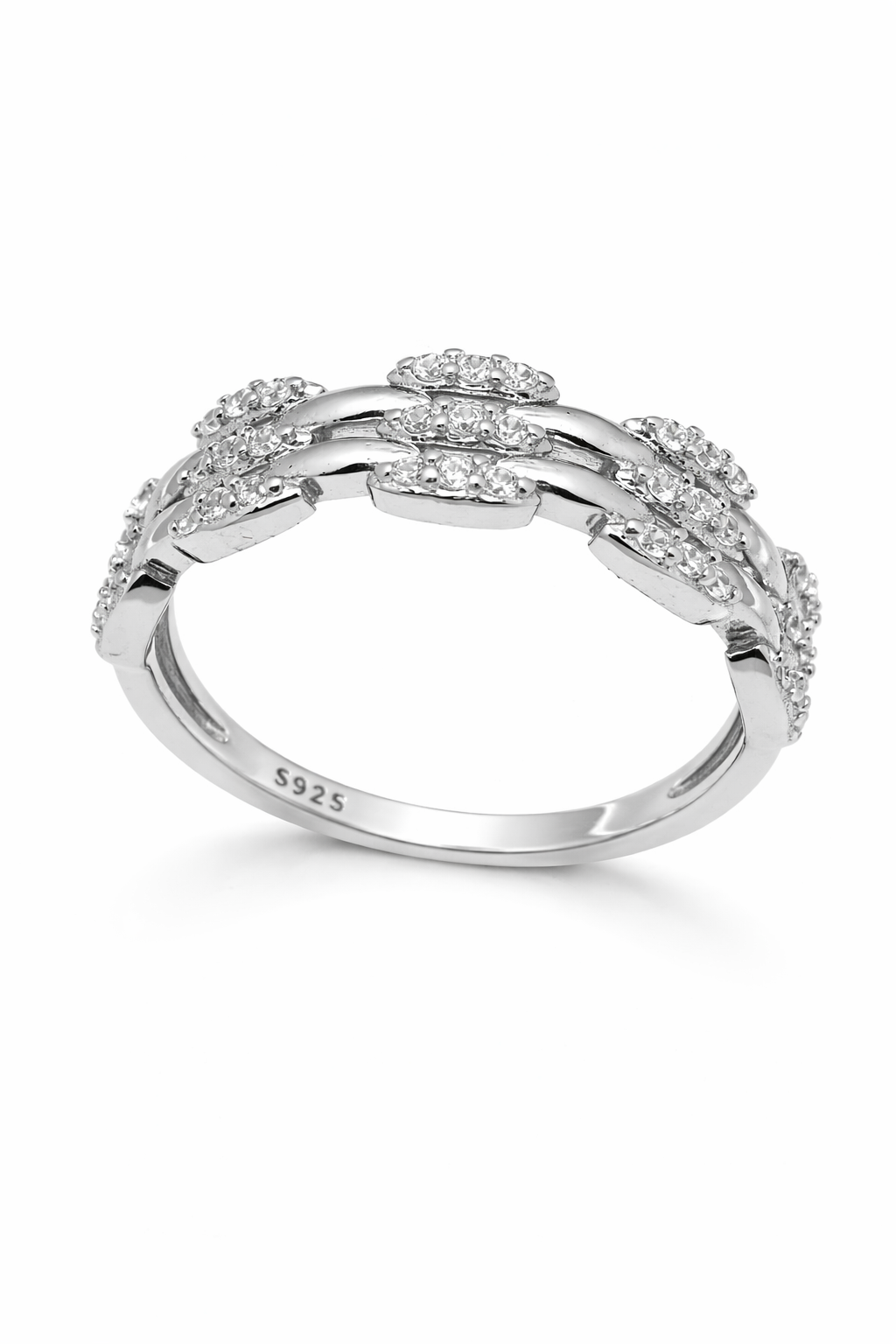 IYAMY 925 Hallmarked Sterling Silver triple Row Sparkle Designer Ring