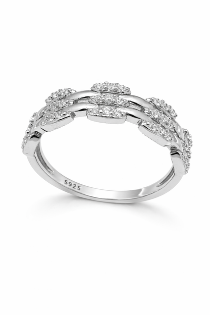 IYAMY 925 Hallmarked Sterling Silver triple Row Sparkle Designer Ring