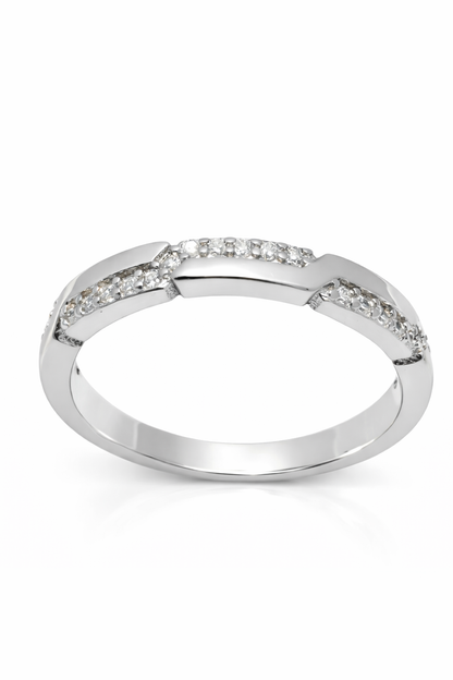 IYAMY 925 Hallmarked Sterling Silver Geometric Sparkle Band Ring