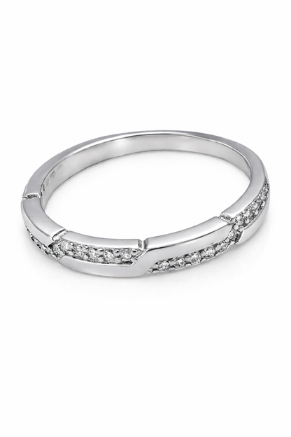 IYAMY 925 Hallmarked Sterling Silver Geometric Sparkle Band Ring