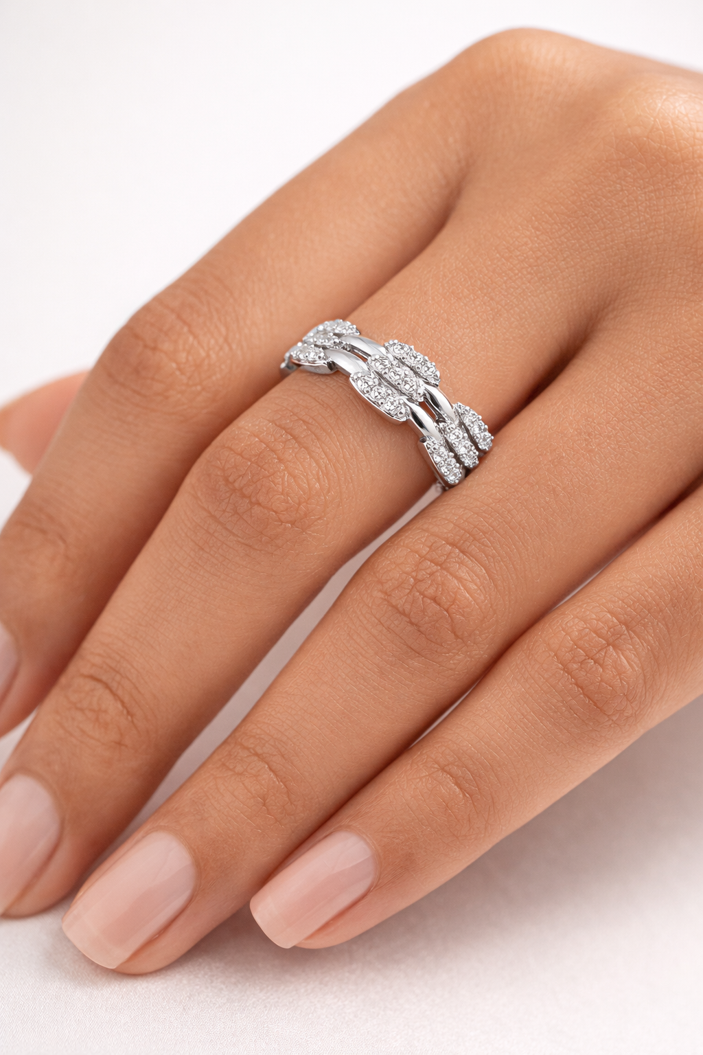 IYAMY 925 Hallmarked Sterling Silver triple Row Sparkle Designer Ring