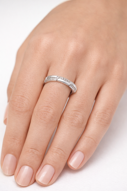IYAMY 925 Hallmarked Sterling Silver Geometric Sparkle Band Ring