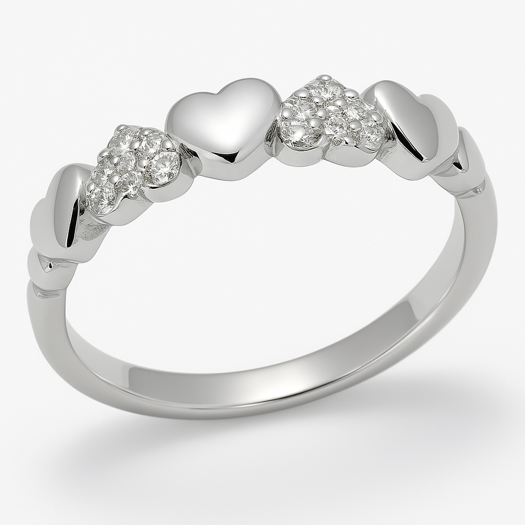HEART CLUSTER 925 SILVER RING