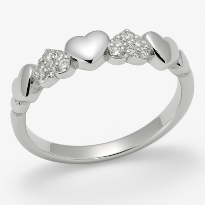 HEART CLUSTER 925 SILVER RING