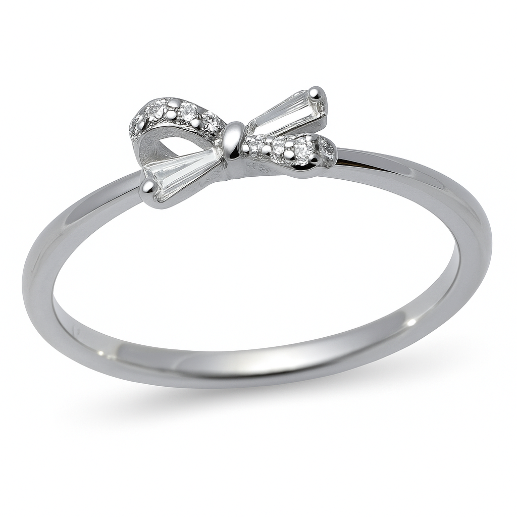 925 STERLING CRYSTAL RIBBON SILVER RING