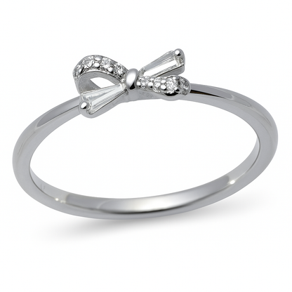 925 STERLING CRYSTAL RIBBON SILVER RING