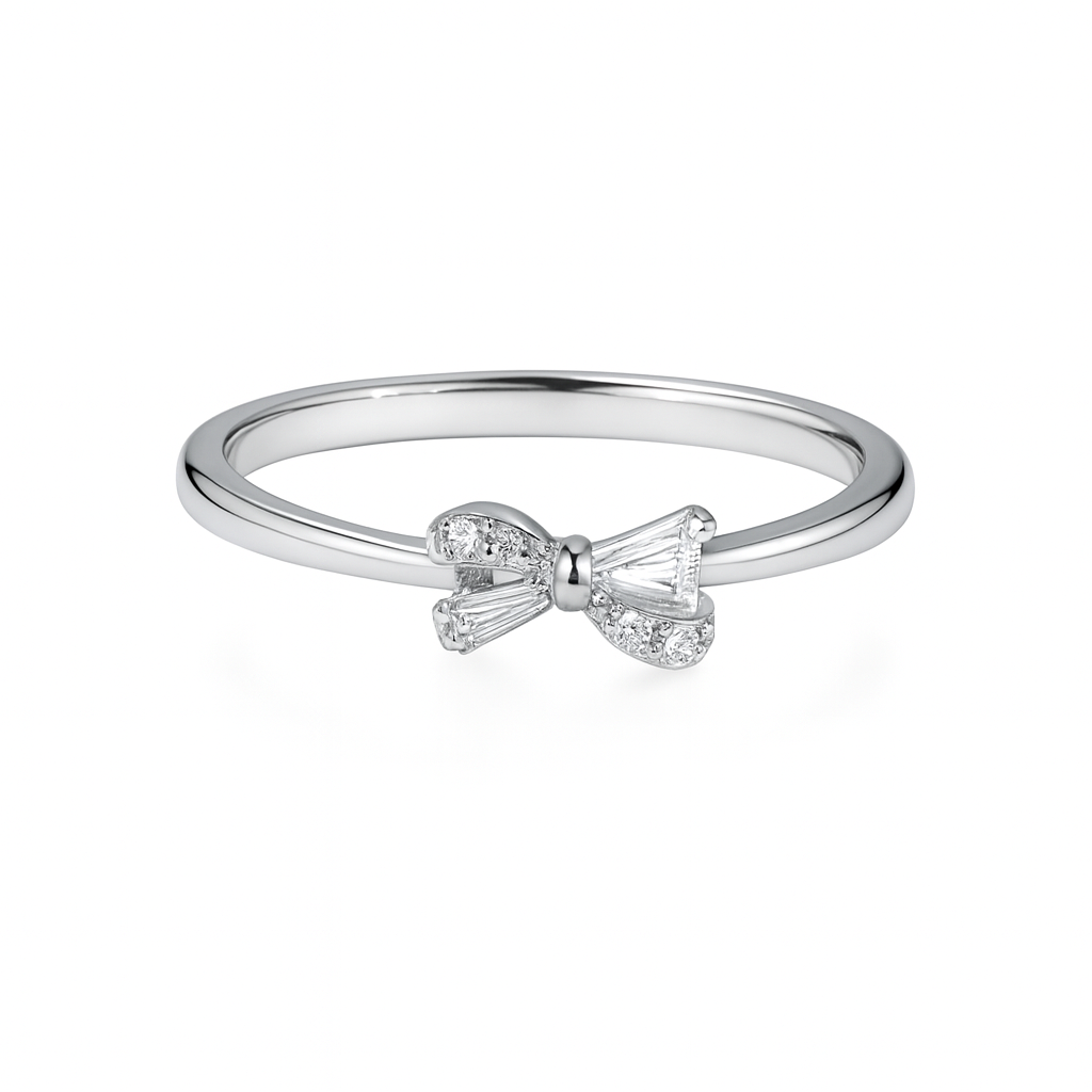 925 STERLING CRYSTAL RIBBON SILVER RING