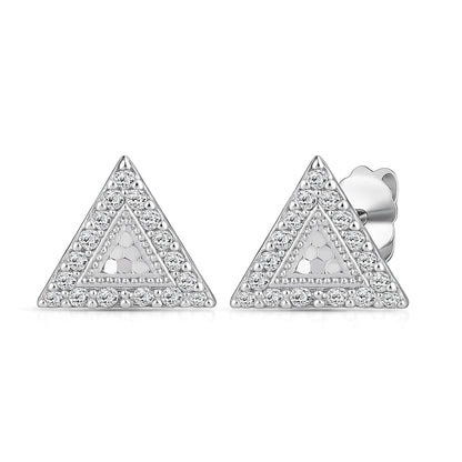 Triora Sparkle 925 Sterling Silver Triangle Stud Earrings