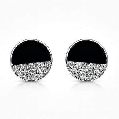 Midnight Luxe 925 Sterling Silver Round Stud Earrings