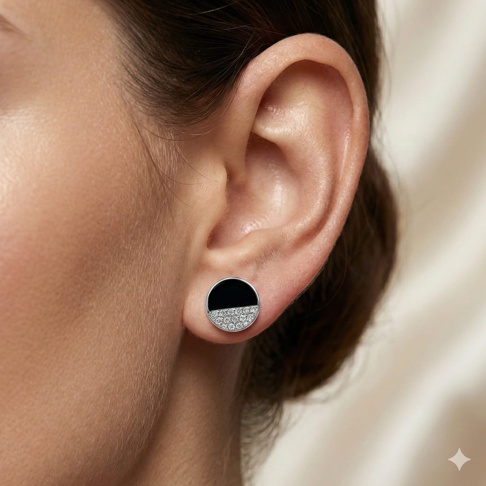 Midnight Luxe 925 Sterling Silver Round Stud Earrings