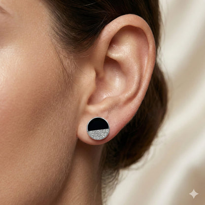 Midnight Luxe 925 Sterling Silver Round Stud Earrings