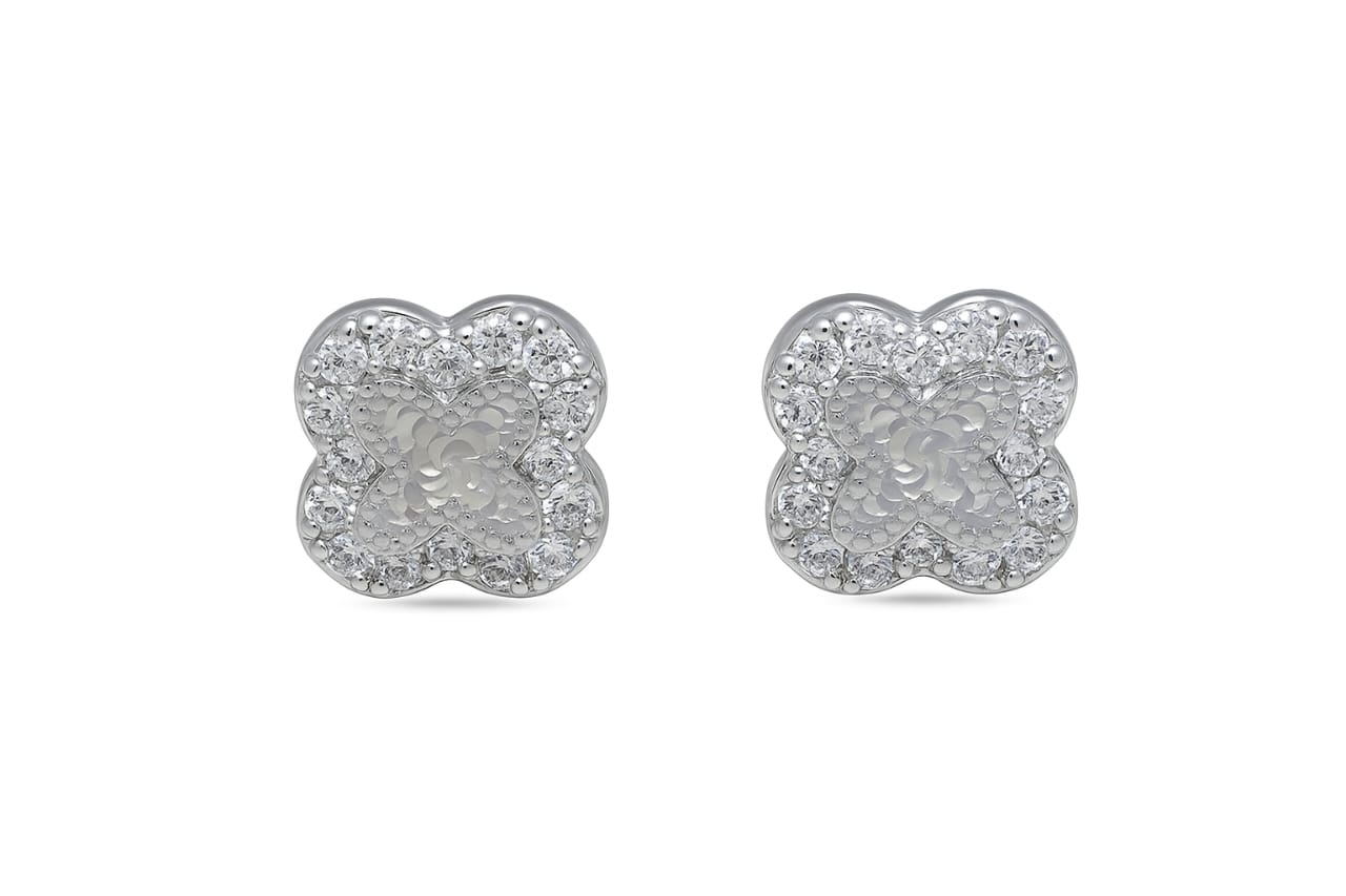 Flora Spark 925 Sterling Silver Clover Stud Earrings