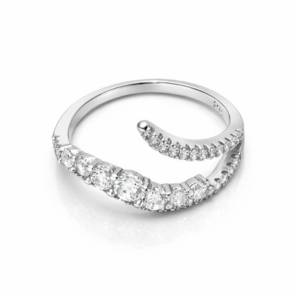 925 Sterling Silver Sparkling Open Wrap Diamond-Style Ring