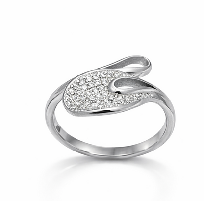 925 Sterling Silver Pavé Swirl Statement Ring