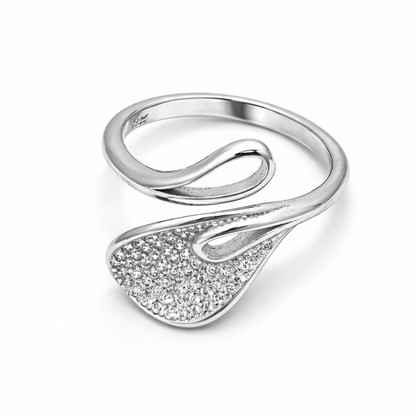 925 Sterling Silver Pavé Swirl Statement Ring