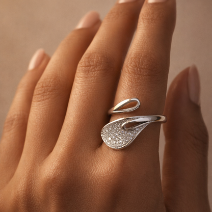 925 Sterling Silver Pavé Swirl Statement Ring