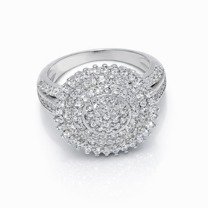 925 Silver Luxury Round Cluster Statement Ring