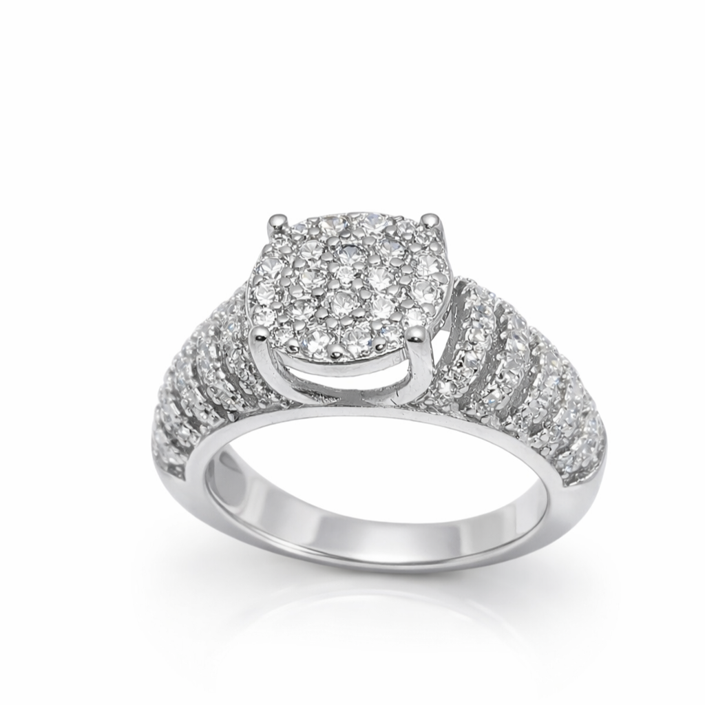 925 Silver Luxury Cushion Halo Diamond-Style Ring