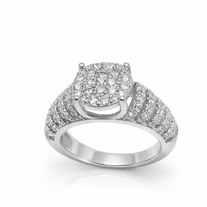 925 Silver Luxury Cushion Halo Diamond-Style Ring