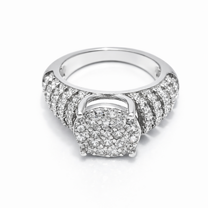 925 Silver Luxury Cushion Halo Diamond-Style Ring