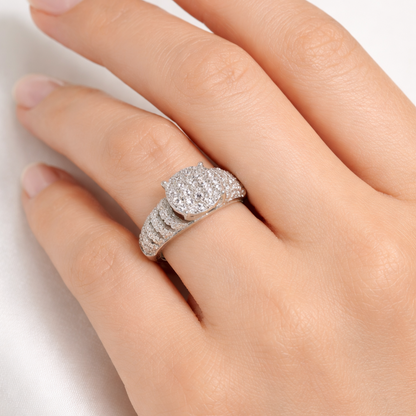 925 Silver Luxury Cushion Halo Diamond-Style Ring