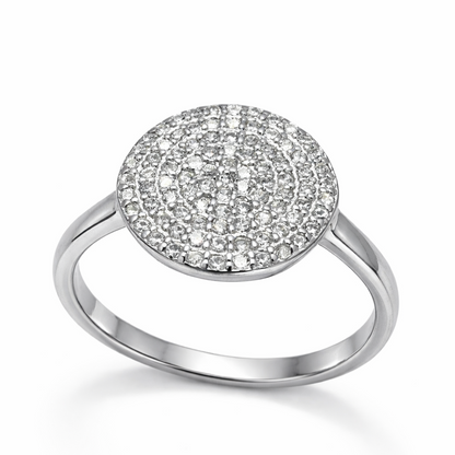 925 Sterling Silver Round Pavé Disc Ring