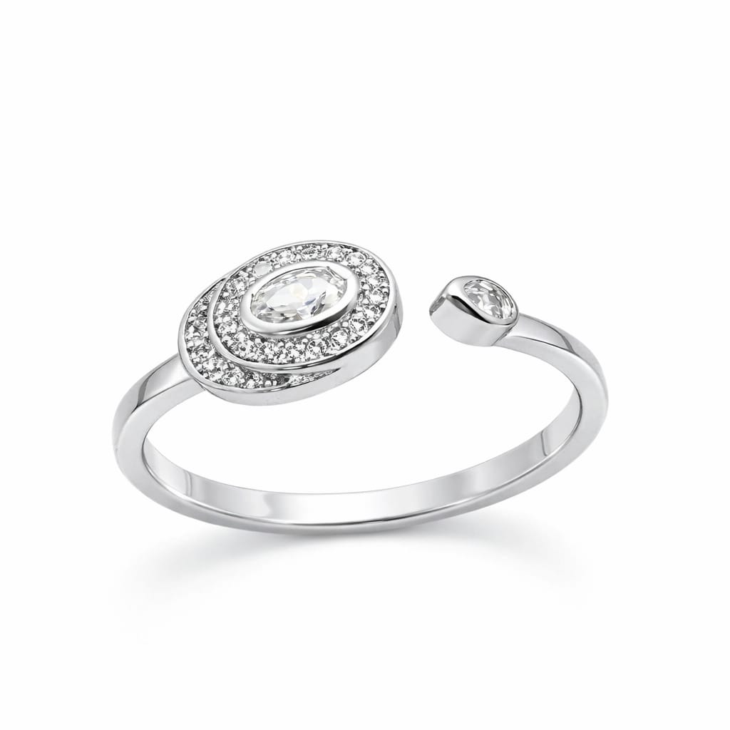 925 Silver Orbit Halo Open Ring