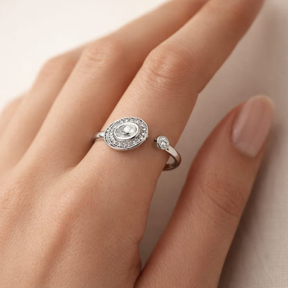 925 Silver Orbit Halo Open Ring