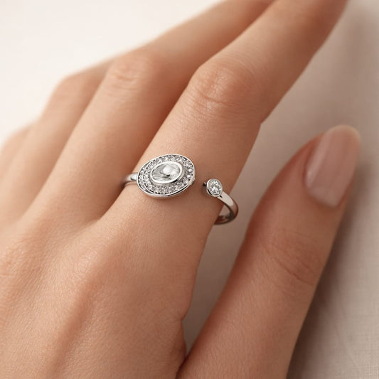 925 Silver Orbit Halo Open Ring