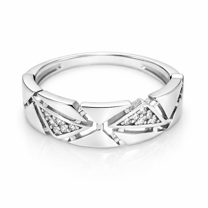 IYAMY 925 Hallmarked Sterling Silver Geometric Diamond-Style Band Ring