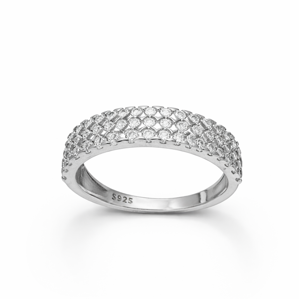 IYAMY 925 Silver Diamond Style Eternity Band Ring