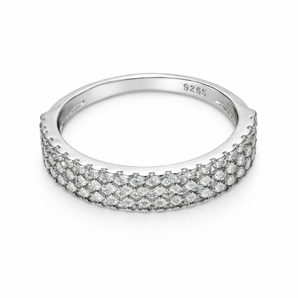 IYAMY 925 Silver Diamond Style Eternity Band Ring
