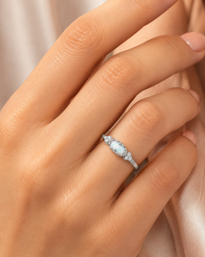 Luna Glow Opal Silver Ring