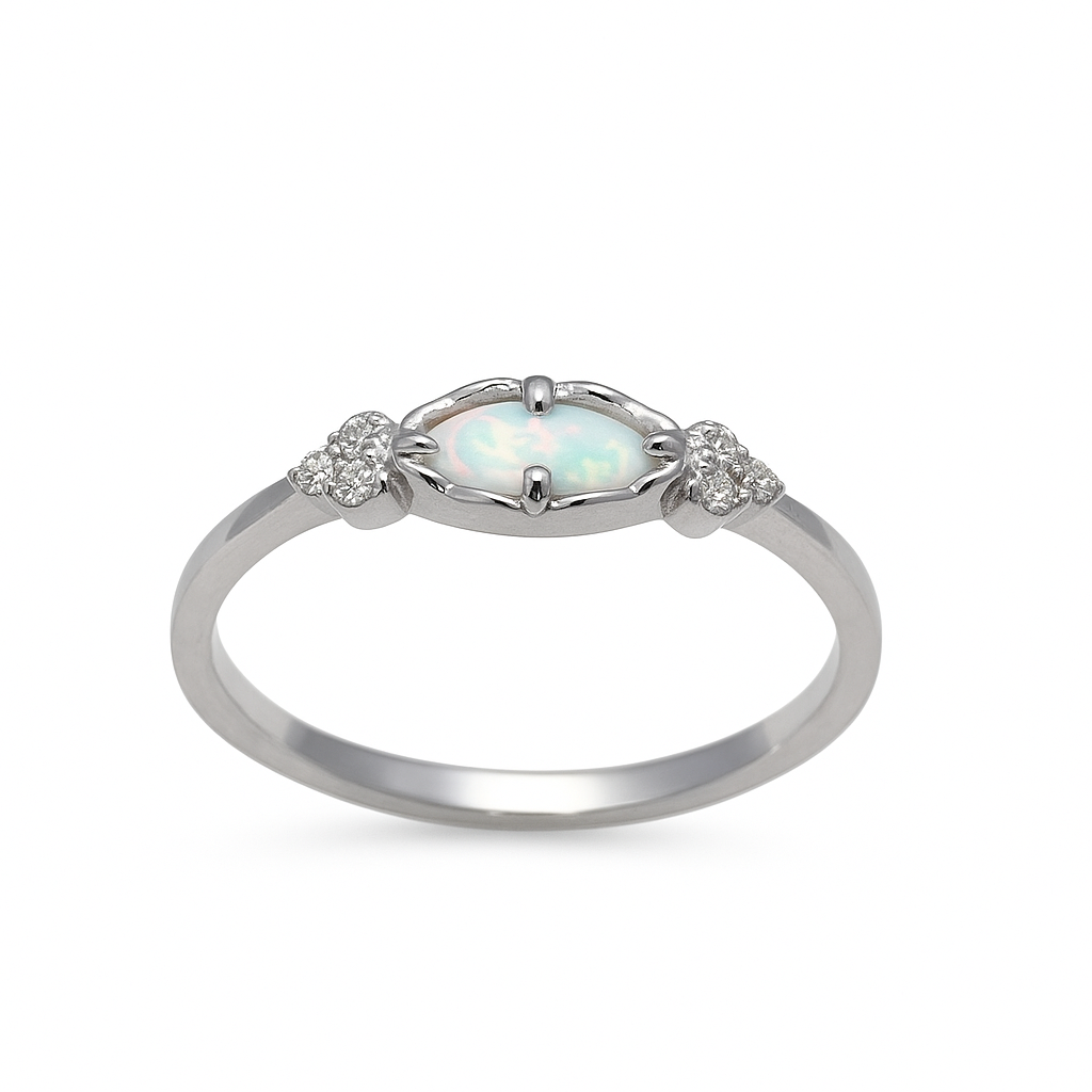 Luna Glow Opal Silver Ring