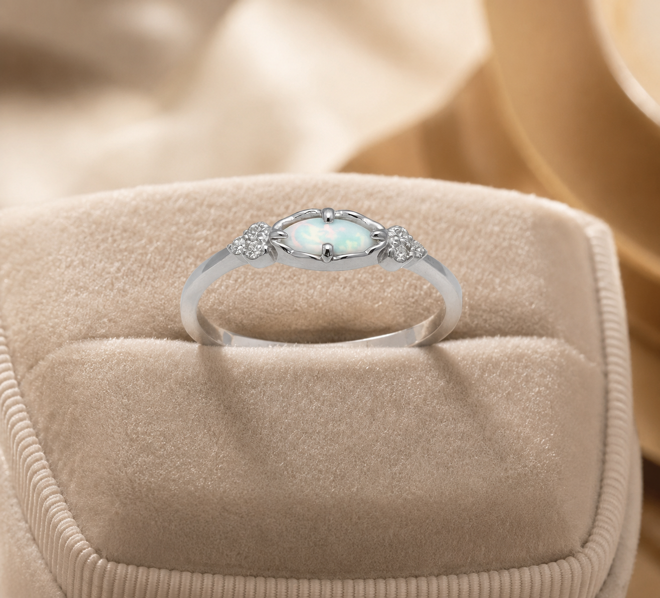 Luna Glow Opal Silver Ring