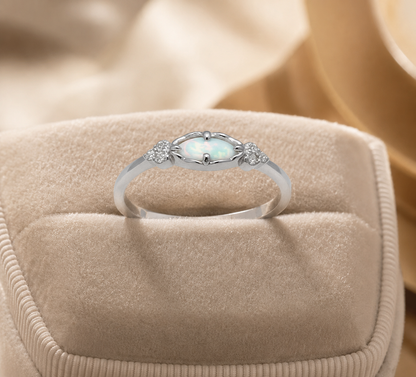 Luna Glow Opal Silver Ring