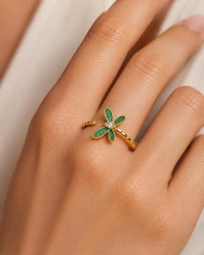 Mystic Dragonfly Adjustable Ring