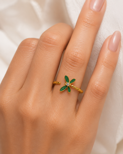 Mystic Dragonfly Adjustable Ring