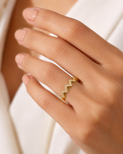 Zigzag Sparkle Sterling Silver Ring