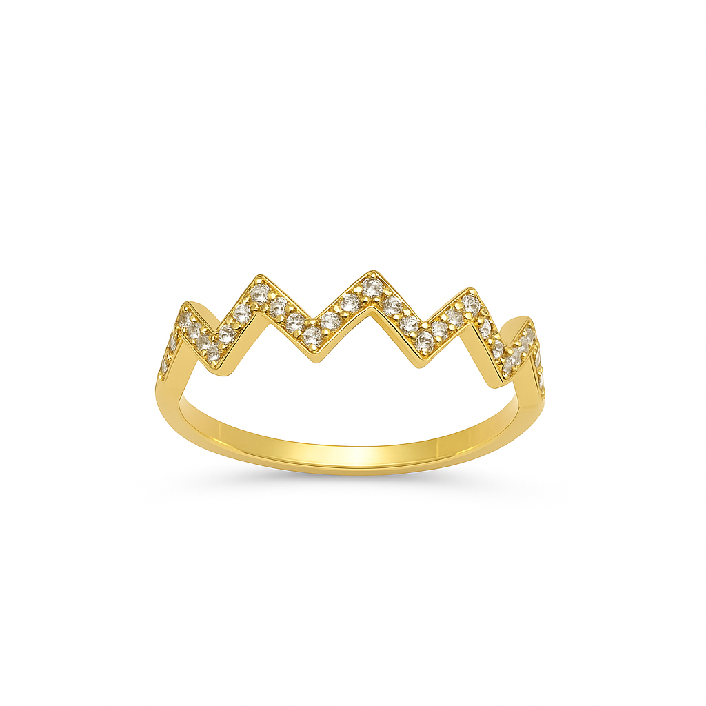 Zigzag Sparkle Sterling Silver Ring