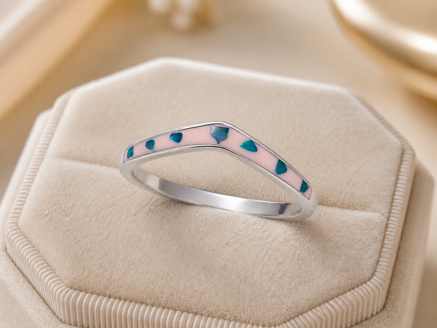Pink Heart Charm Ring